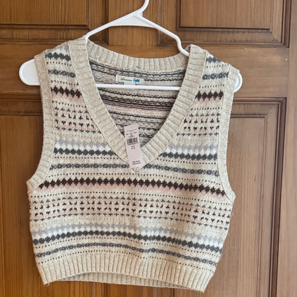 Patterned Knit Sleeveless Sweater Vest NTW size M